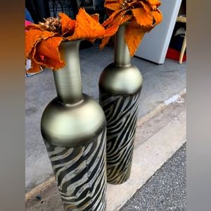 Pewter Style Floor Vases (pair)
